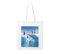 QGGHNISD Penguins On The Iceberg Canvas Tote Bag Large Reusable Shopping Bag With Double-Sided Print, 41x38cm Everyday Carry Handbag