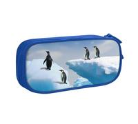 QGGHNISD Penguins On The Iceberg Pencil Bag, Large Capacity Double Layer with Divider Stationery Bag,Zipper Cute Printed Cosmetic Bag for School Office Travelling