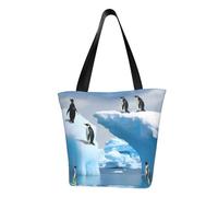 QGGHNISD Penguins On The Iceberg Women'S Casual Shoulder Tote Bag, Large Capacity Polyester Handbag, Travel Beach Shopping Bag
