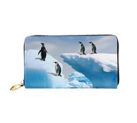 QGGHNISD Penguins On The Iceberg Women's Long Leather Wallet with Zipper, Card Slots, Cash Pocket, Clutch Purse