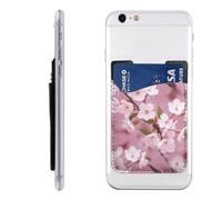 QGGHNISD Pink Cherry Blossoms Phone Case Card Holder, Adhesive Id Credit Card Holder for The Back of Most Smartphones