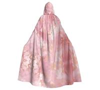 QGGHNISD Pink Marble Texture Halloween Hooded Cloak For Adults, Long Polyester Cape With Big Hood For Cosplay, Party, Costume