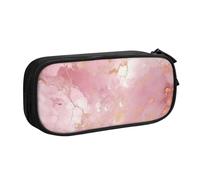 QGGHNISD Pink Marble Texture Pencil Bag, Large Capacity Double Layer with Divider Stationery Bag,Zipper Cute Printed Cosmetic Bag for School Office Travelling