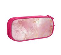 QGGHNISD Pink Marble Texture Pencil Bag, Large Capacity Double Layer with Divider Stationery Bag,Zipper Cute Printed Cosmetic Bag for School Office Travelling