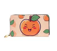 QGGHNISD Pink Peach Women's Long Leather Wallet with Zipper, Card Slots, Cash Pocket, Clutch Purse