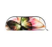 QGGHNISD Pretty Butterfly Half Round Organiser - Compact and Portable Leather Cosmetic Bag with Metal Zip Pen Pouch, Suitable for Students Or Office Use