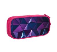 QGGHNISD Purple Geometric Pencil Bag, Large Capacity Double Layer with Divider Stationery Bag,Zipper Cute Printed Cosmetic Bag for School Office Travelling