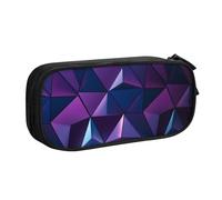 QGGHNISD Purple Geometric Pencil Bag, Large Capacity Double Layer with Divider Stationery Bag,Zipper Cute Printed Cosmetic Bag for School Office Travelling