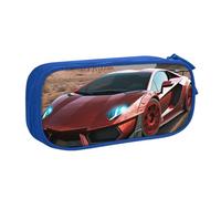 QGGHNISD Red Race Car Pencil Bag, Large Capacity Double Layer with Divider Stationery Bag,Zipper Cute Printed Cosmetic Bag for School Office Travelling