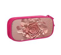 QGGHNISD Rose Gold Pink Pencil Bag, Large Capacity Double Layer with Divider Stationery Bag,Zipper Cute Printed Cosmetic Bag for School Office Travelling