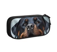 QGGHNISD Rottweiler Dogs Tongue Head Pencil Bag, Large Capacity Double Layer with Divider Stationery Bag,Zipper Cute Printed Cosmetic Bag for School Office Travelling
