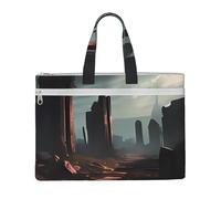 QGGHNISD Ruins Canvas Tote Bag Document Organizer Bag Zipper File Storage Handbag Portable Office Travel Bag