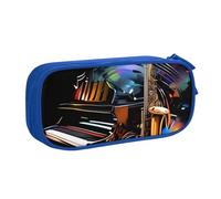 QGGHNISD Saxophone and Piano Pencil Bag, Large Capacity Double Layer with Divider Stationery Bag,Zipper Cute Printed Cosmetic Bag for School Office Travelling
