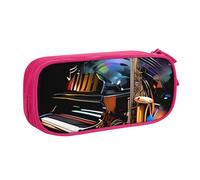 QGGHNISD Saxophone and Piano Pencil Bag, Large Capacity Double Layer with Divider Stationery Bag,Zipper Cute Printed Cosmetic Bag for School Office Travelling