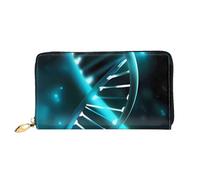 QGGHNISD Science Gene Strand Women's Long Leather Wallet with Zipper, Card Slots, Cash Pocket, Clutch Purse