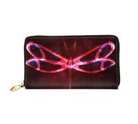 QGGHNISD Shiny Dragonfly Women's Long Leather Wallet with Zipper, Card Slots, Cash Pocket, Clutch Purse