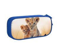 QGGHNISD Small Lion Pencil Bag, Large Capacity Double Layer with Divider Stationery Bag,Zipper Cute Printed Cosmetic Bag for School Office Travelling