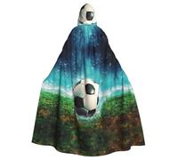 QGGHNISD Soccer Ball Background Halloween Hooded Cloak For Adults, Long Polyester Cape With Big Hood For Cosplay, Party, Costume