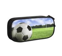 QGGHNISD Soccer Ball Background Pencil Bag, Large Capacity Double Layer with Divider Stationery Bag,Zipper Cute Printed Cosmetic Bag for School Office Travelling