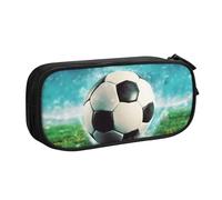 QGGHNISD Soccer Ball Background Pencil Bag, Large Capacity Double Layer with Divider Stationery Bag,Zipper Cute Printed Cosmetic Bag for School Office Travelling