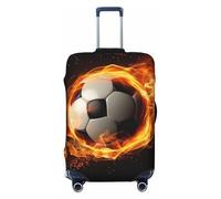 QGGHNISD Soccer Flame Luggage Case Protector - Scratch Resistant Elastic Travel Luggage Cover - Fits 18-32 Inch Suitcases S