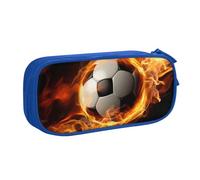 QGGHNISD Soccer Flame Pencil Bag, Large Capacity Double Layer with Divider Stationery Bag,Zipper Cute Printed Cosmetic Bag for School Office Travelling