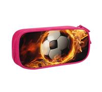 QGGHNISD Soccer Flame Pencil Bag, Large Capacity Double Layer with Divider Stationery Bag,Zipper Cute Printed Cosmetic Bag for School Office Travelling