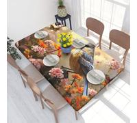 QGGHNISD Sparrow Birds Sing Square Table Cover For 4ft Table, Waterproof Oil Resistant Tablecloth With Elastic Edge, 122 X 76 Cm