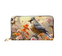 QGGHNISD Sparrow Birds Sing Women's Long Leather Wallet with Zipper, Card Slots, Cash Pocket, Clutch Purse