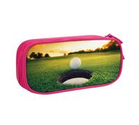 QGGHNISD Sport Golf Ball Sunset Tree Pencil Bag, Large Capacity Double Layer with Divider Stationery Bag,Zipper Cute Printed Cosmetic Bag for School Office Travelling