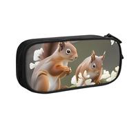 QGGHNISD Squirrels Pencil Bag, Large Capacity Double Layer with Divider Stationery Bag,Zipper Cute Printed Cosmetic Bag for School Office Travelling