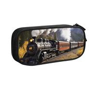 QGGHNISD Steam Locomotive Train Pencil Bag, Large Capacity Double Layer with Divider Stationery Bag,Zipper Cute Printed Cosmetic Bag for School Office Travelling