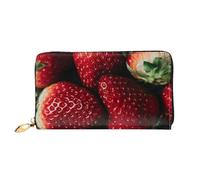 QGGHNISD Strawberry Women's Long Leather Wallet with Zipper, Card Slots, Cash Pocket, Clutch Purse