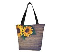 QGGHNISD Sunflowers On An Old Wooden Women'S Casual Shoulder Tote Bag, Large Capacity Polyester Handbag, Travel Beach Shopping Bag