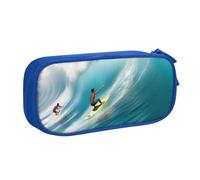 QGGHNISD Surfing Pencil Bag, Large Capacity Double Layer with Divider Stationery Bag,Zipper Cute Printed Cosmetic Bag for School Office Travelling