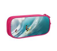 QGGHNISD Surfing Pencil Bag, Large Capacity Double Layer with Divider Stationery Bag,Zipper Cute Printed Cosmetic Bag for School Office Travelling