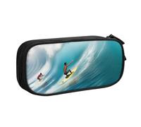 QGGHNISD Surfing Pencil Bag, Large Capacity Double Layer with Divider Stationery Bag,Zipper Cute Printed Cosmetic Bag for School Office Travelling