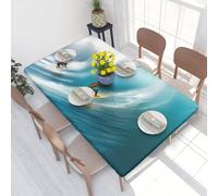 QGGHNISD Surfing Square Table Cover For 4ft Table, Waterproof Oil Resistant Tablecloth With Elastic Edge, 122 X 76 Cm
