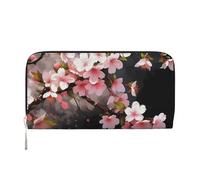 QGGHNISD Tempting Cherry Blossoms Long Wallet Women Leather Zipper Clutch Purse Large Capacity Card Holder Organizer
