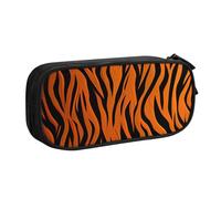 QGGHNISD Tiger Stripes Orange Pencil Bag, Large Capacity Double Layer with Divider Stationery Bag,Zipper Cute Printed Cosmetic Bag for School Office Travelling