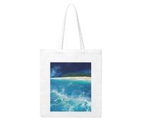 QGGHNISD Tropical Ocean Beach Theme Canvas Tote Bag Large Reusable Shopping Bag With Double-Sided Print, 41x38cm Everyday Carry Handbag