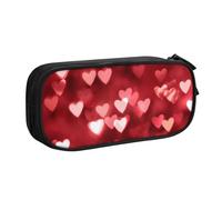 QGGHNISD Valentine's Day Love Heart Pencil Bag, Large Capacity Double Layer with Divider Stationery Bag,Zipper Cute Printed Cosmetic Bag for School Office Travelling