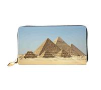 QGGHNISD Vintage Great Egyptian Pyramid Women's Long Leather Wallet with Zipper, Card Slots, Cash Pocket, Clutch Purse
