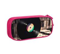 QGGHNISD Vinyl Records Pencil Bag, Large Capacity Double Layer with Divider Stationery Bag,Zipper Cute Printed Cosmetic Bag for School Office Travelling