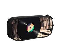 QGGHNISD Vinyl Records Pencil Bag, Large Capacity Double Layer with Divider Stationery Bag,Zipper Cute Printed Cosmetic Bag for School Office Travelling