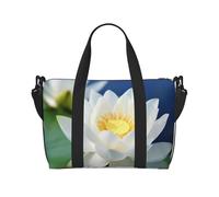 QGGHNISD White Lotus Flowers Crossbody Travel Bag - Water-Resistant Carry-On Handbag, Large Capacity Gym Bag