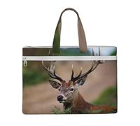 QGGHNISD Whitetail Deer Fawn In Wilderness Stag Canvas Tote Bag Document Organizer Bag Zipper File Storage Handbag Portable Office Travel Bag