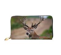 QGGHNISD Whitetail Deer Fawn in Wilderness Stag Women's Long Leather Wallet with Zipper, Card Slots, Cash Pocket, Clutch Purse