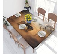 QGGHNISD Wild Animals Elephants Square Table Cover For 4ft Table, Waterproof Oil Resistant Tablecloth With Elastic Edge, 122 X 76 Cm