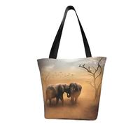 QGGHNISD Wild Animals Elephants Women'S Casual Shoulder Tote Bag, Large Capacity Polyester Handbag, Travel Beach Shopping Bag